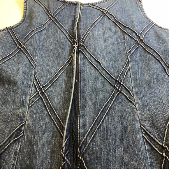 Vintage Sketchers Denim Dress Jumper Size 8 Argyle Texture Great piece!! - Picture 5 of 10